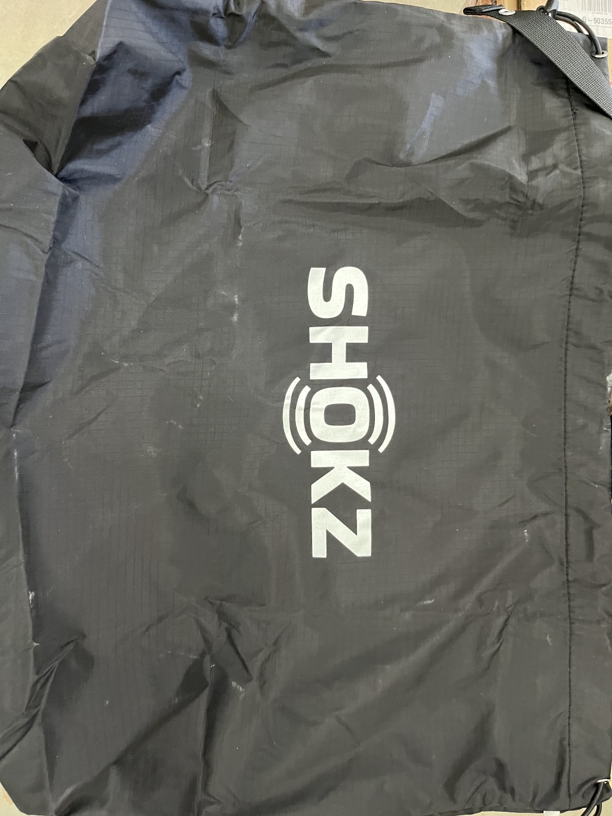 Shokz Drawstring Tote Bag Black Ripstop Nylon Lightweight Travel Gym Gear Bag