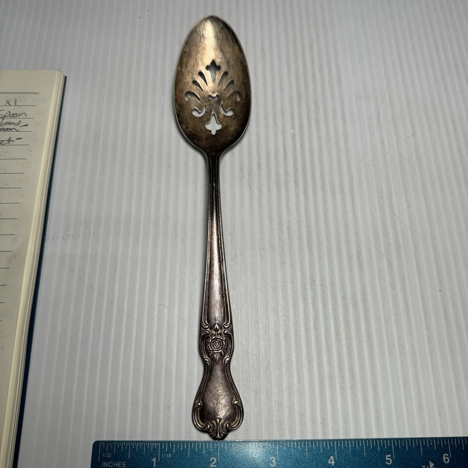 1 Slotted Serving Spoon International SIGNATURE 1950 Monogram L Silverplate