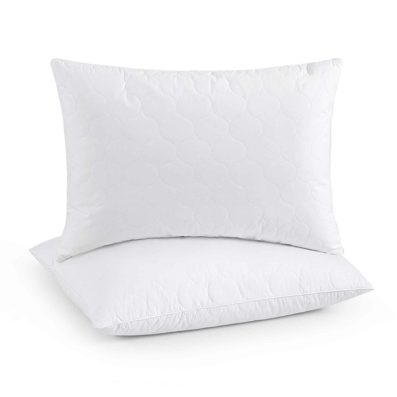 2 Pack Quilted Bed Pillows White Goose Down Feather Standard King Size Pillow