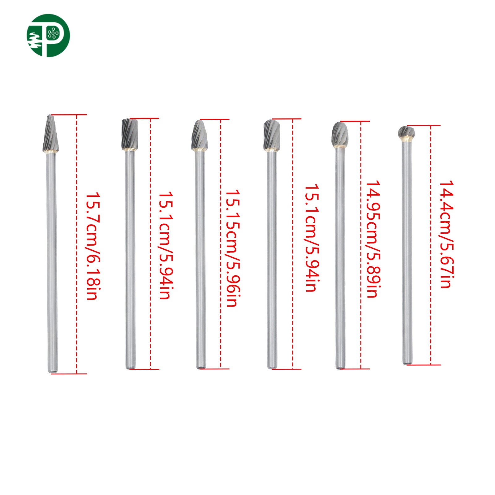 6 × 10mm Rotary Aluminum Cut Burr 6mm 1/4" Shank 150mm Reach Carbide Burs