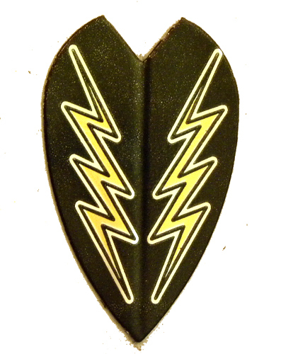 Dart Flights - 5 Black, Gold Lightning Bolts Vline Sets