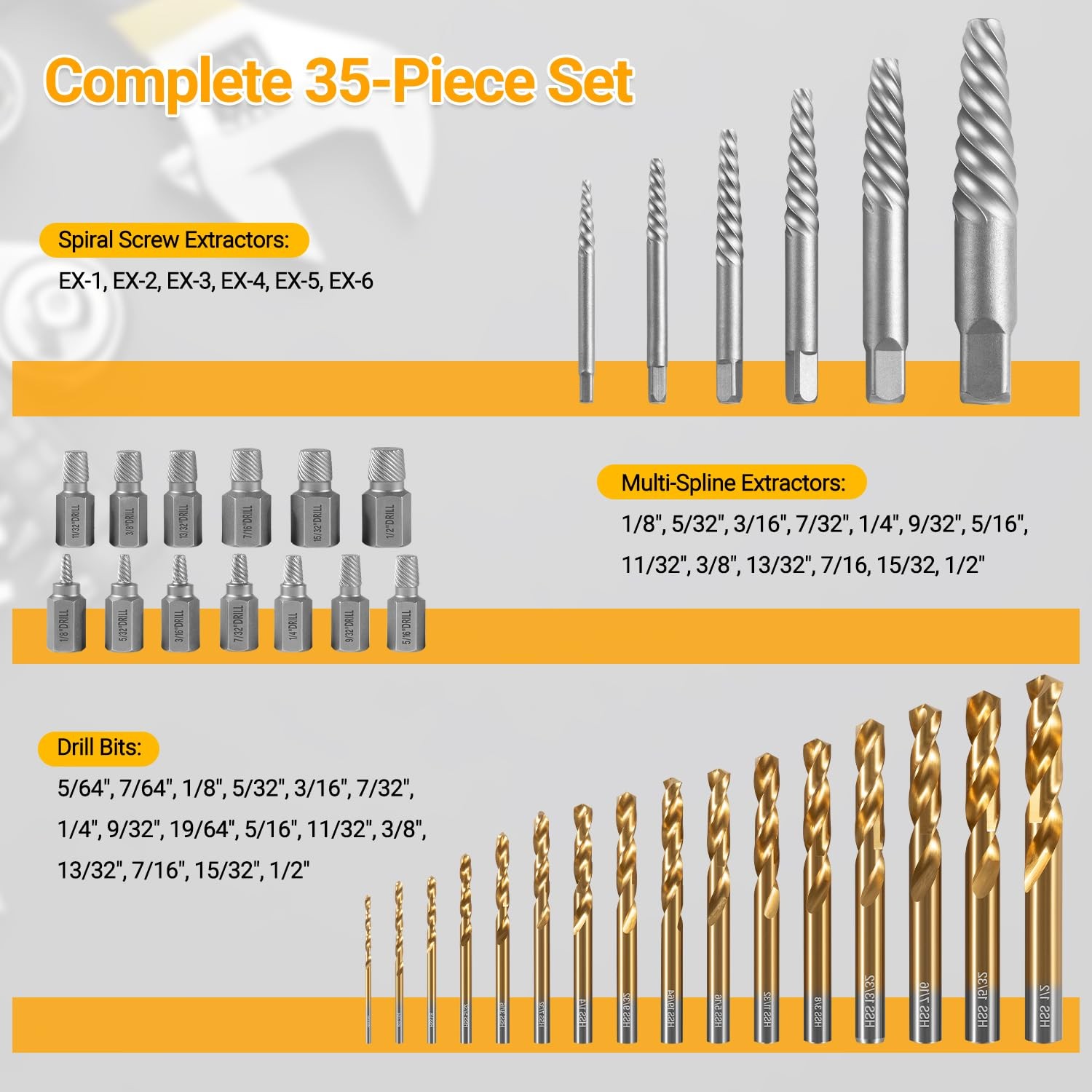 35pcs Master Screw Extractor & Left Hand Drill Bit & Guide Set Bolt Stud Remover