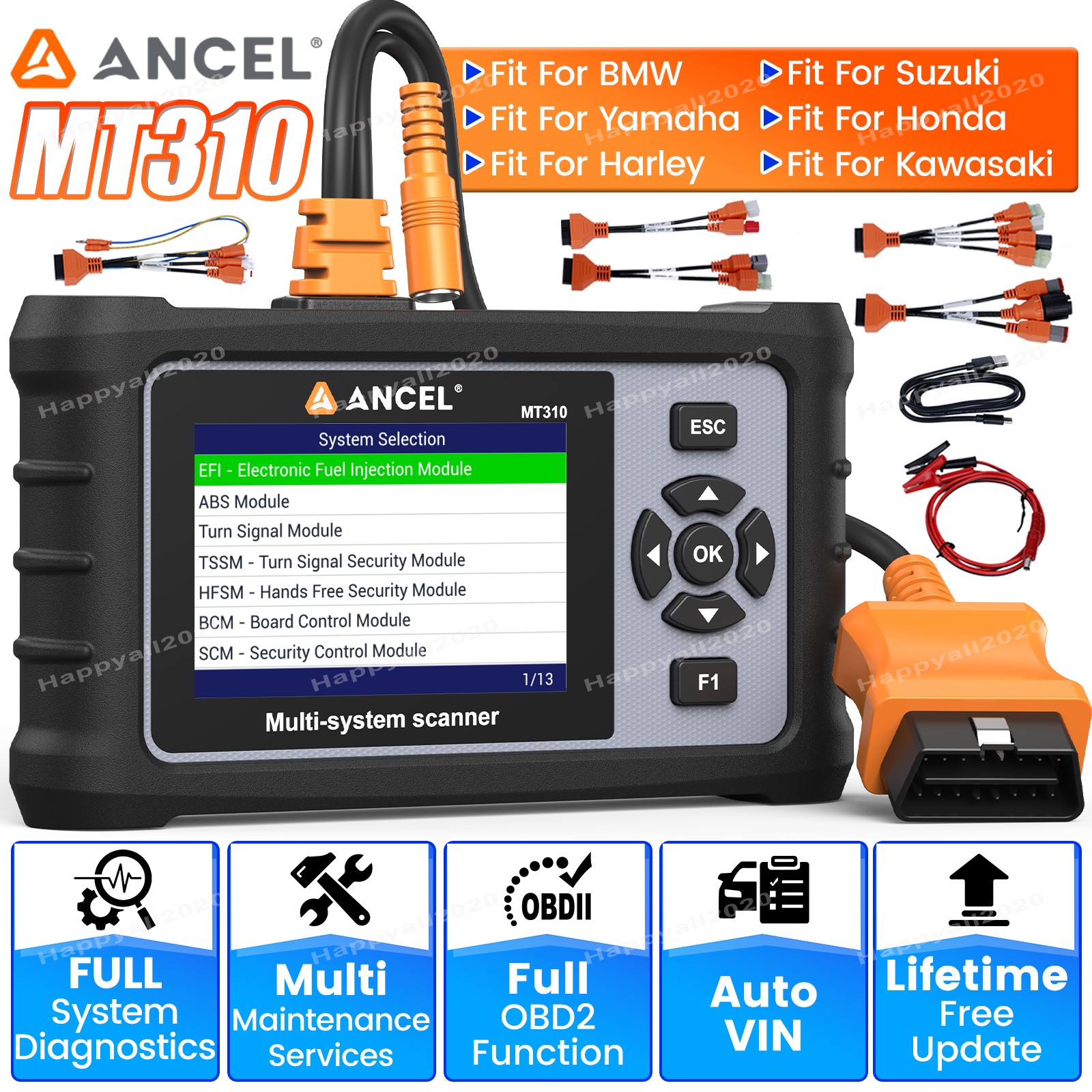 Motorcycle Diagnostic Tool OBD2 Scanner ANCEL MT310 Full OBD2 Function For BMW