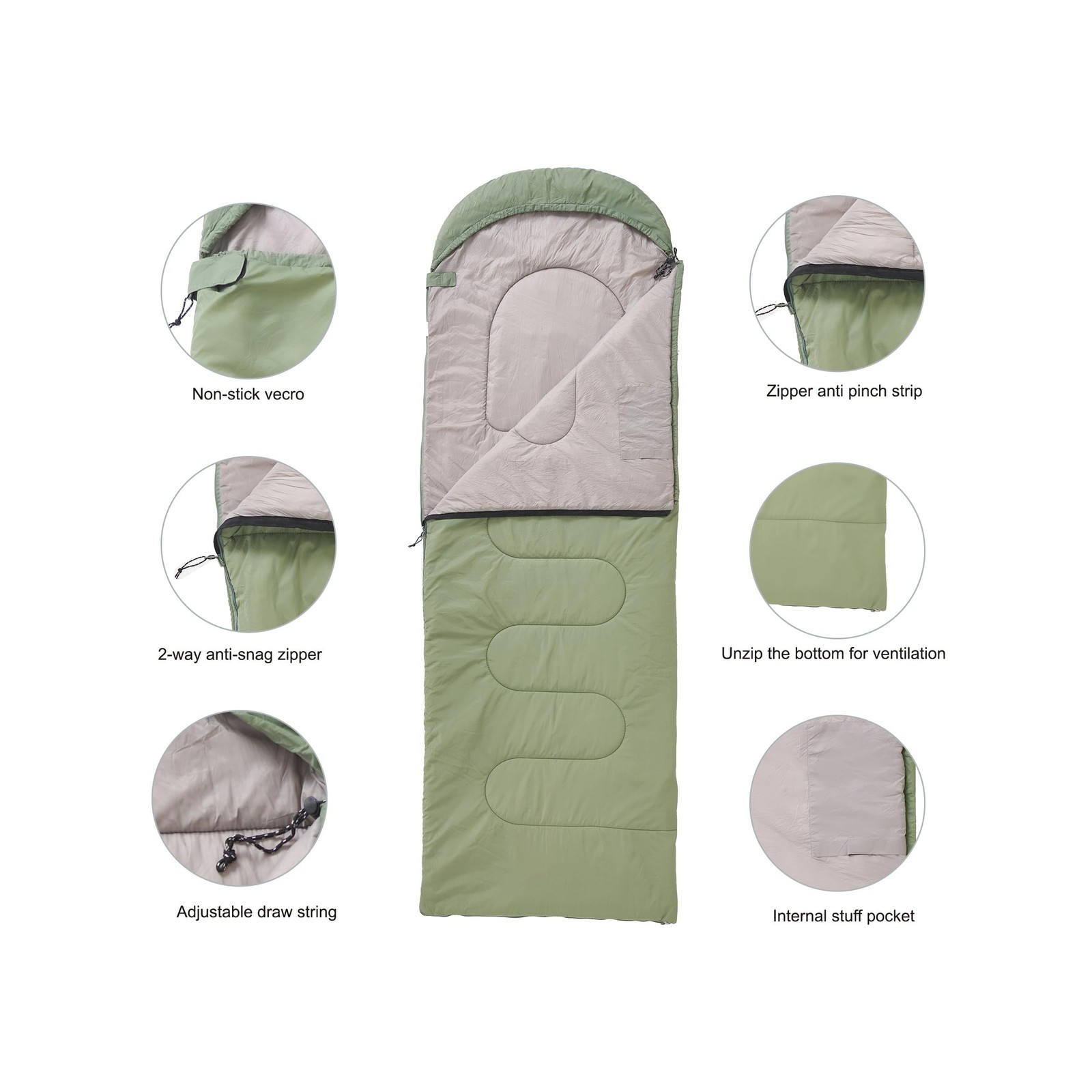 Lightweight Sleeping Bag 2.43lbs, Backpacking Sleeping Bag 46℉-59℉,.