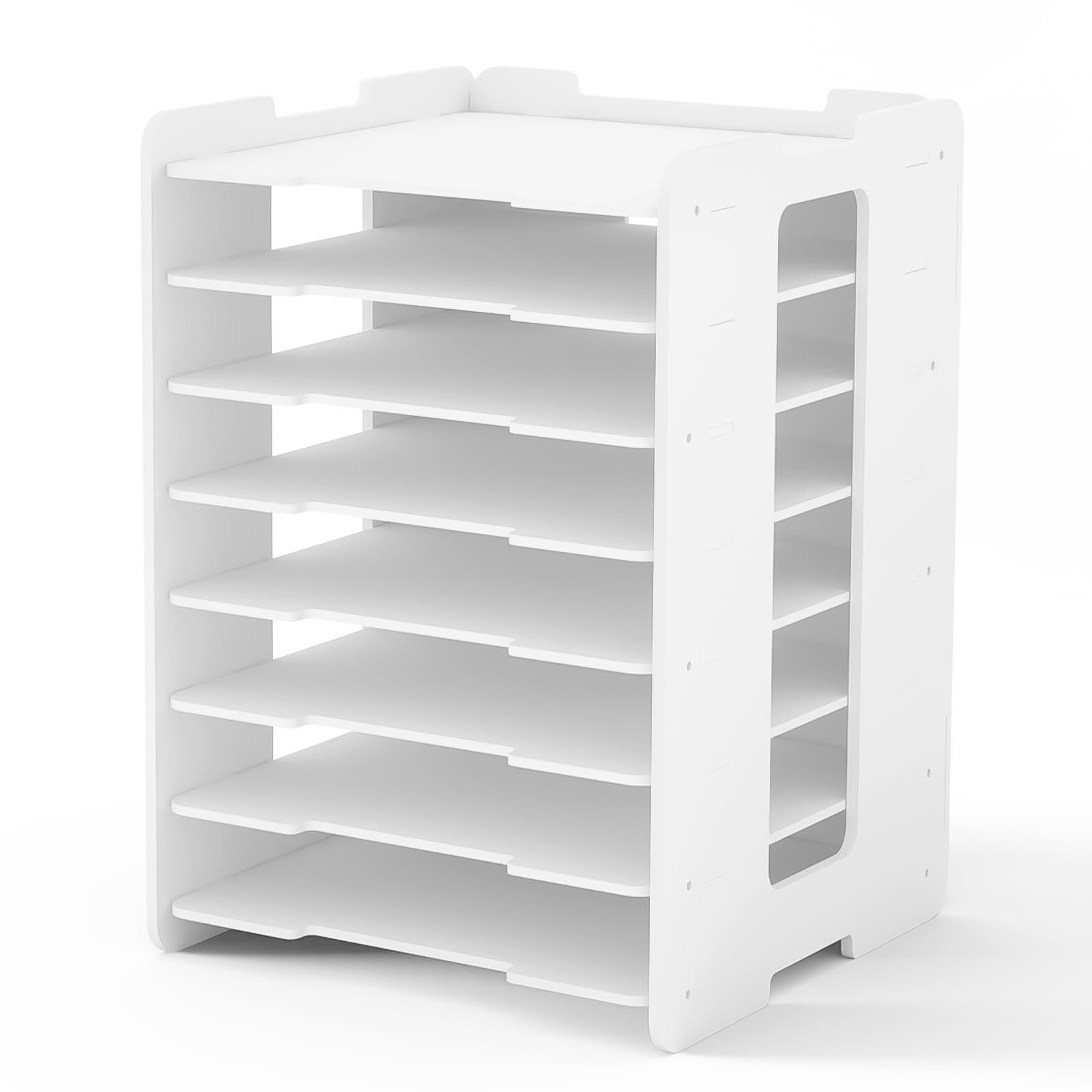 White 8 Tier Scrapbook Paper Storage Stackable Desk Organizer 12x12 Inch