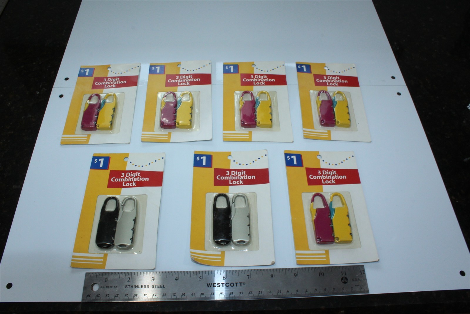 Combination Locks Lot of 7 Packages - 14 Total 3 Digit Combo Locks