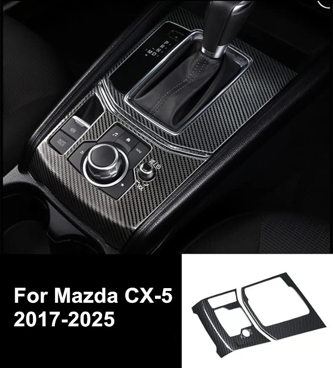 Carbon Fiber Look for 17-25 Mazda CX5 Gear Shift Box Panel Cover Trim Accessory