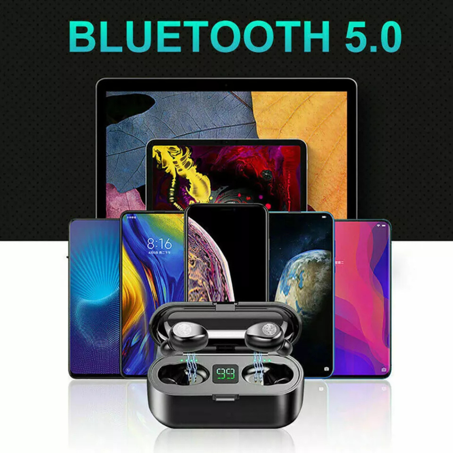 Bluetooth 5.0 Wireless Earbuds Headphone Headset Noise Cancelling Waterproof TWS