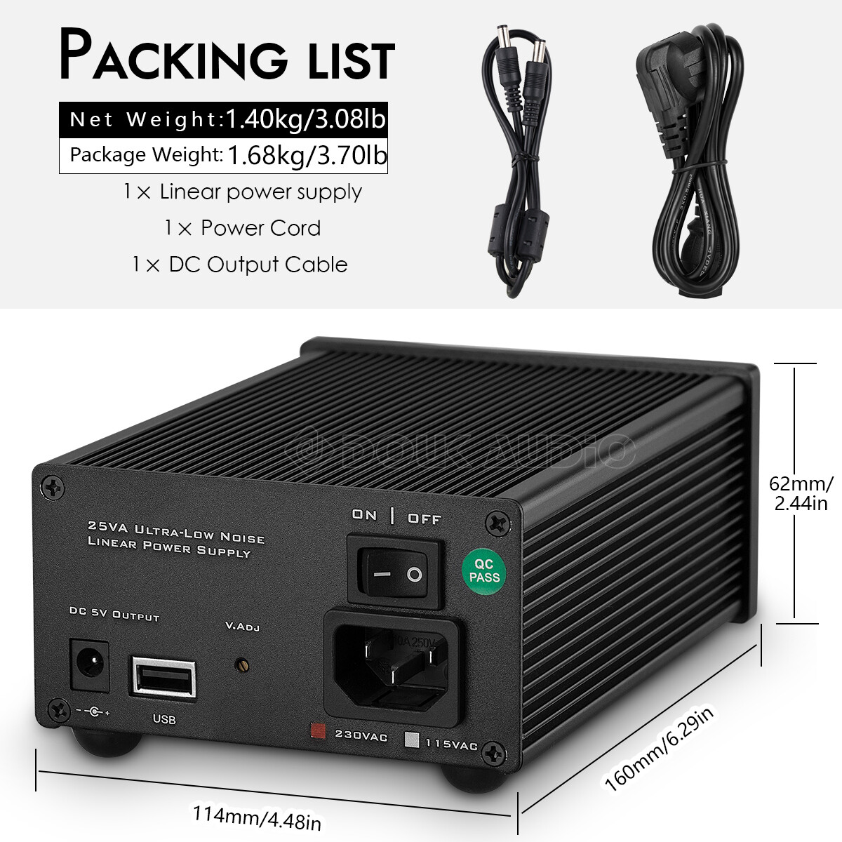 USB /DC 5V 25W Regulated Linear Power Supply for Digital Interface DAC Amplifier