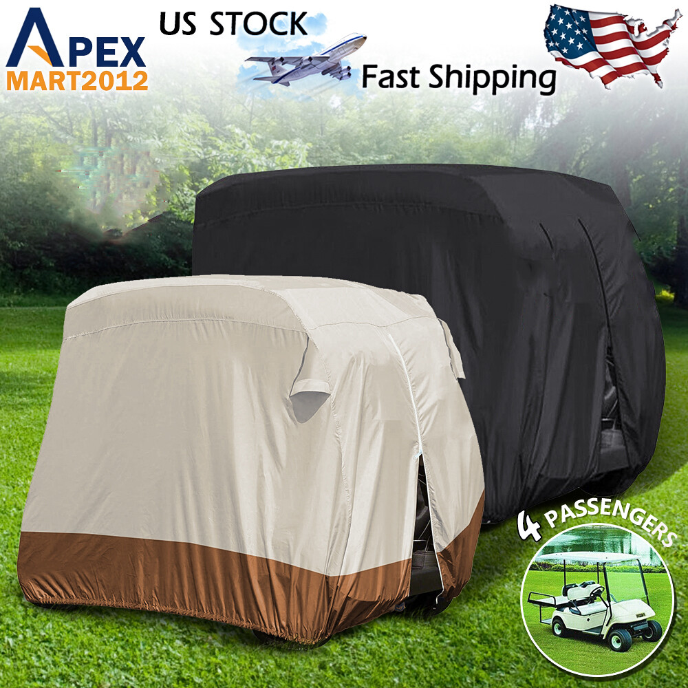 Waterproof Golf Cart Cover Zipper 4 Passenger EZ GO Club Car Yamaha Elastic Hem