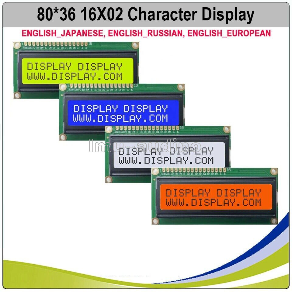 1602 16X2 16*2 Character LCD Module Display Screen Panel LCM Gray Blue White