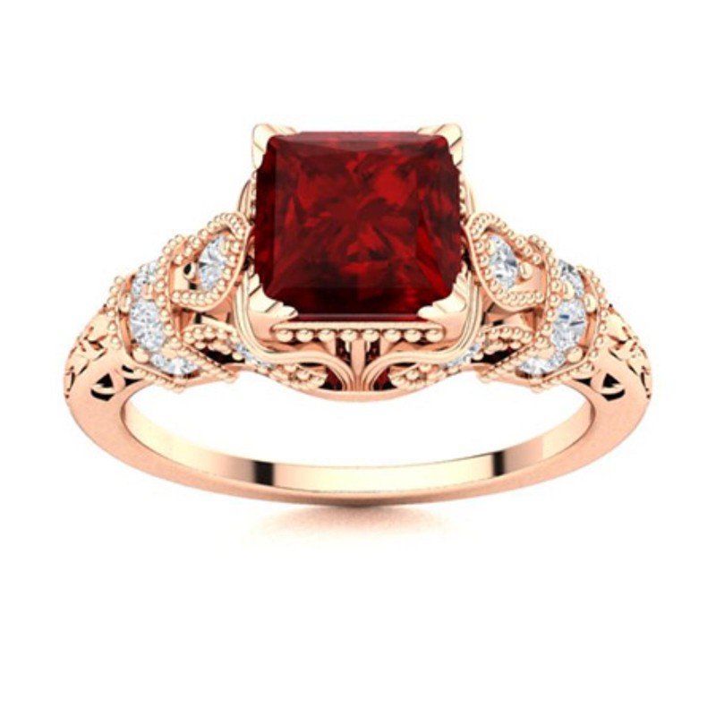 925 Sterling Silver January Natural Garnet Solitaire with Accents Ring