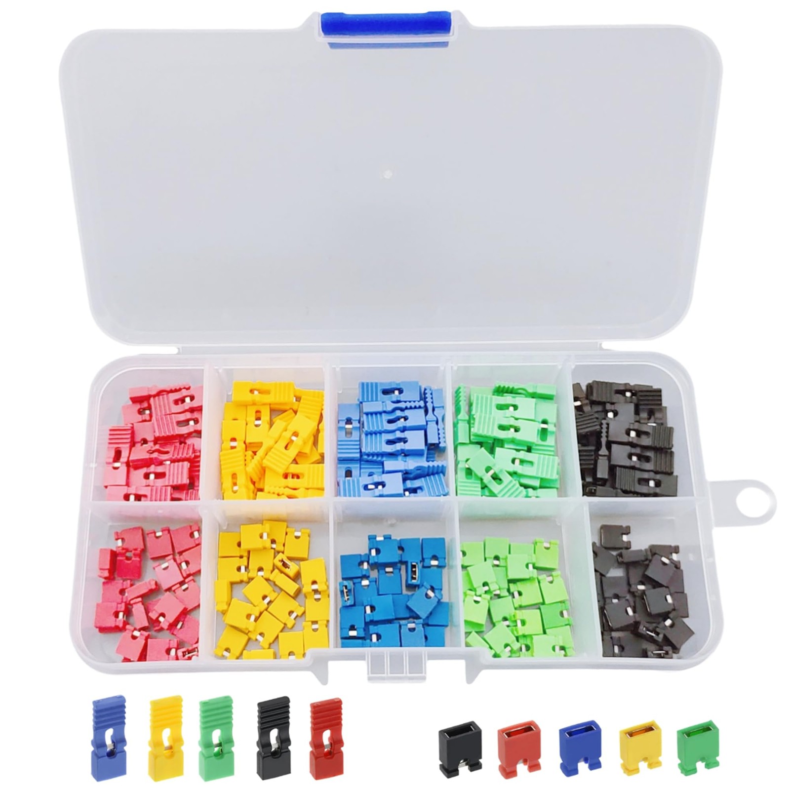 200 PCS Mixed Jumper Caps Kit 2.54mm Pitch Standard Circuit Board Pin Blocks