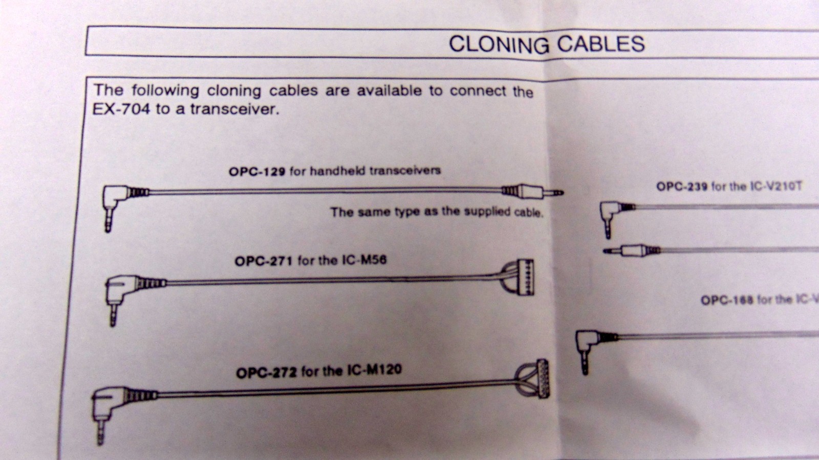 Icom OPC-129 Programming / Cloning Cable with For Icom HT's & EX-704 Programmer