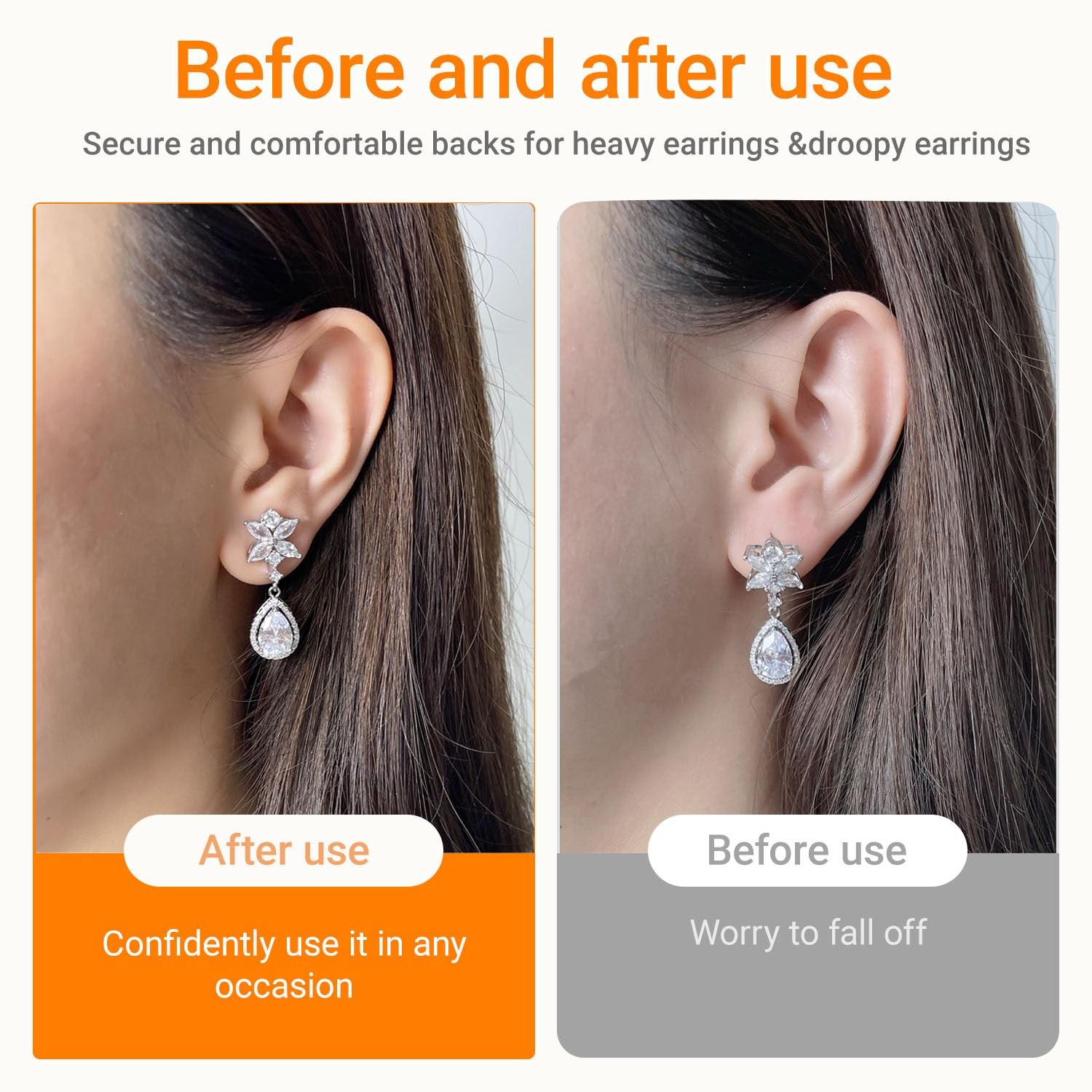 12 PCS Silicone Earring Backs Replacements, 18K Gold Plated Earring Backs
