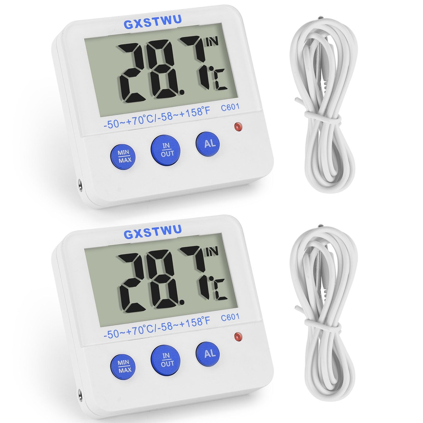 Fridge Freezer Thermometer Max/Min Memory High & Low WhiteMeter2pack, white