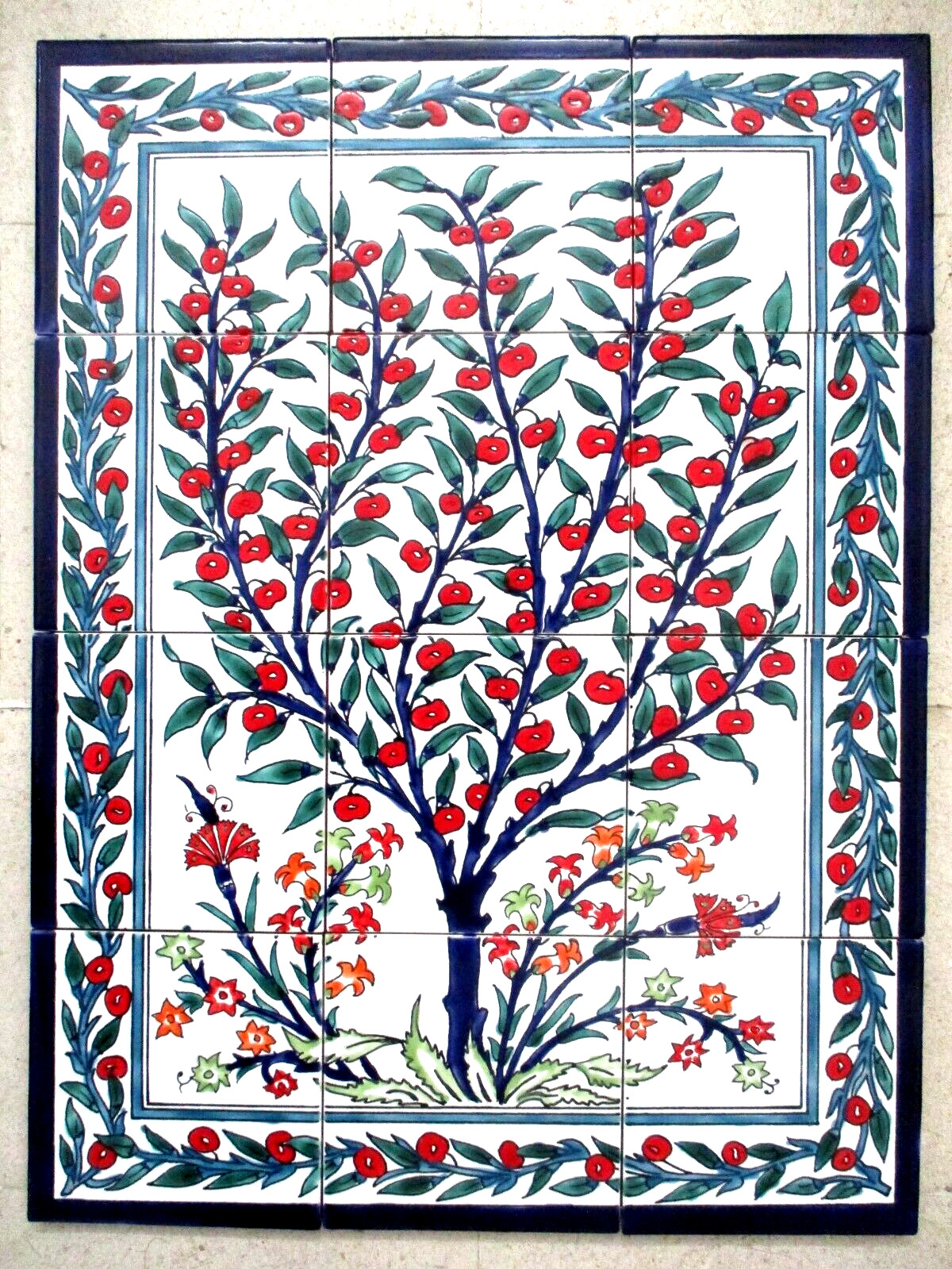 18" x 24" Hand Painted Ceramic tile art Mosaic mural Tree of Life BACKSPLASH