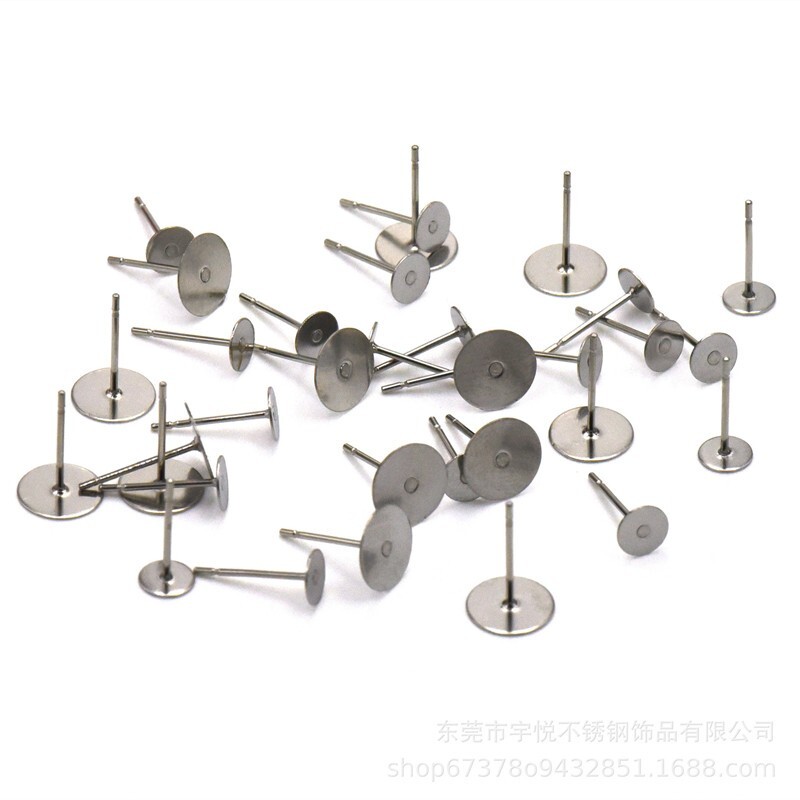 500Pcs 316 Stainless Steel Flat Earring Posts Round Blank Peg Stud Finding 3~8mm