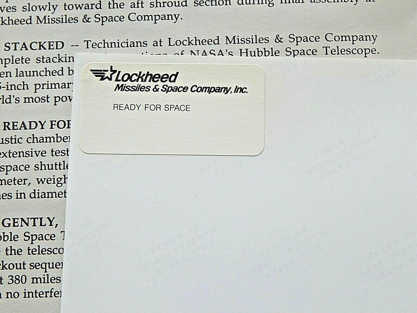 HUBBLE Space Telescope (Media Reference Guide) & Lockheed Missiles & Space Co.~