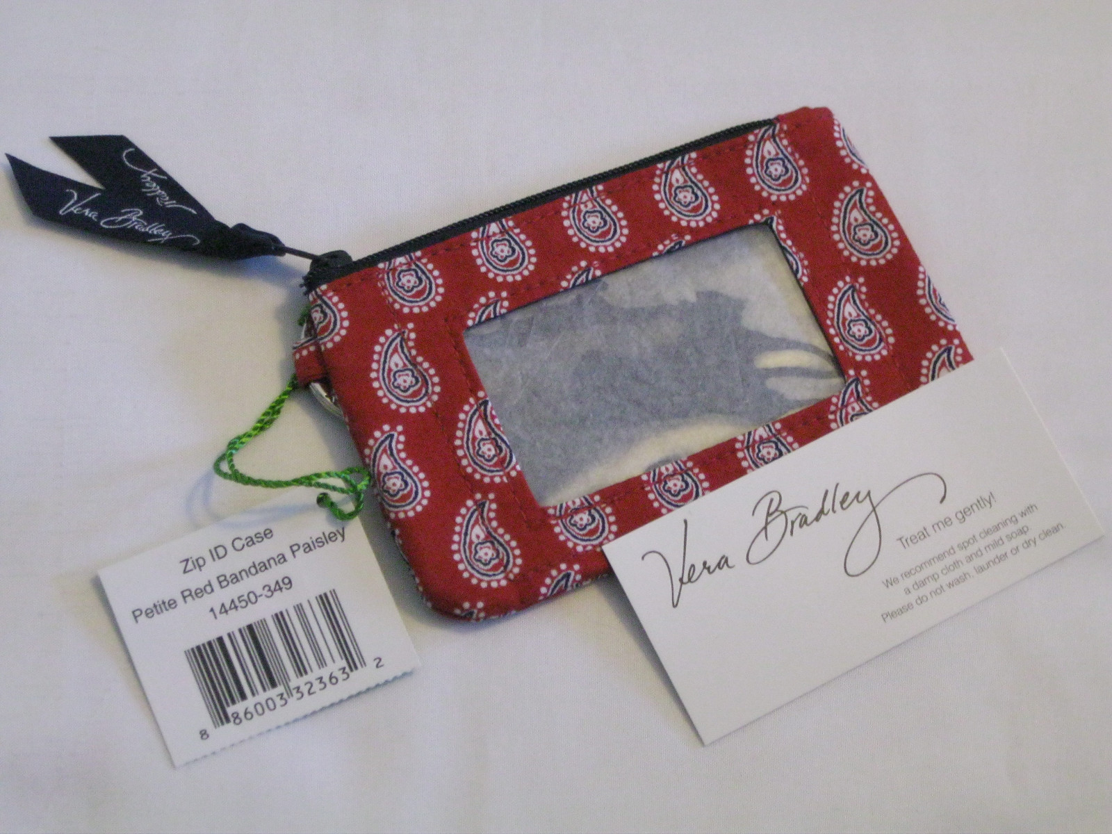 Vera Bradley RED BANDANA ZIP ID Coin CASE CHANGE KEY 4 PURSE Tote BACKPACK   NWT