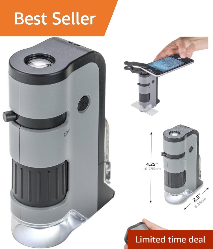 High Clarity MicroFlip Pocket Microscope 100x-250x for On-The-Go Exploration