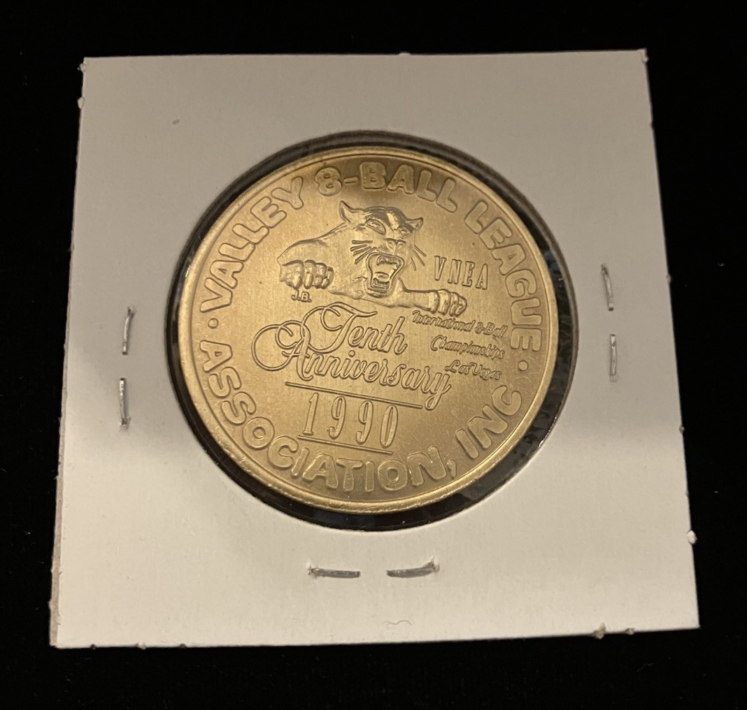 Valley 8 Ball League 1990 VNEA 10th Anniversary Riviera Las Vegas Challenge Coin
