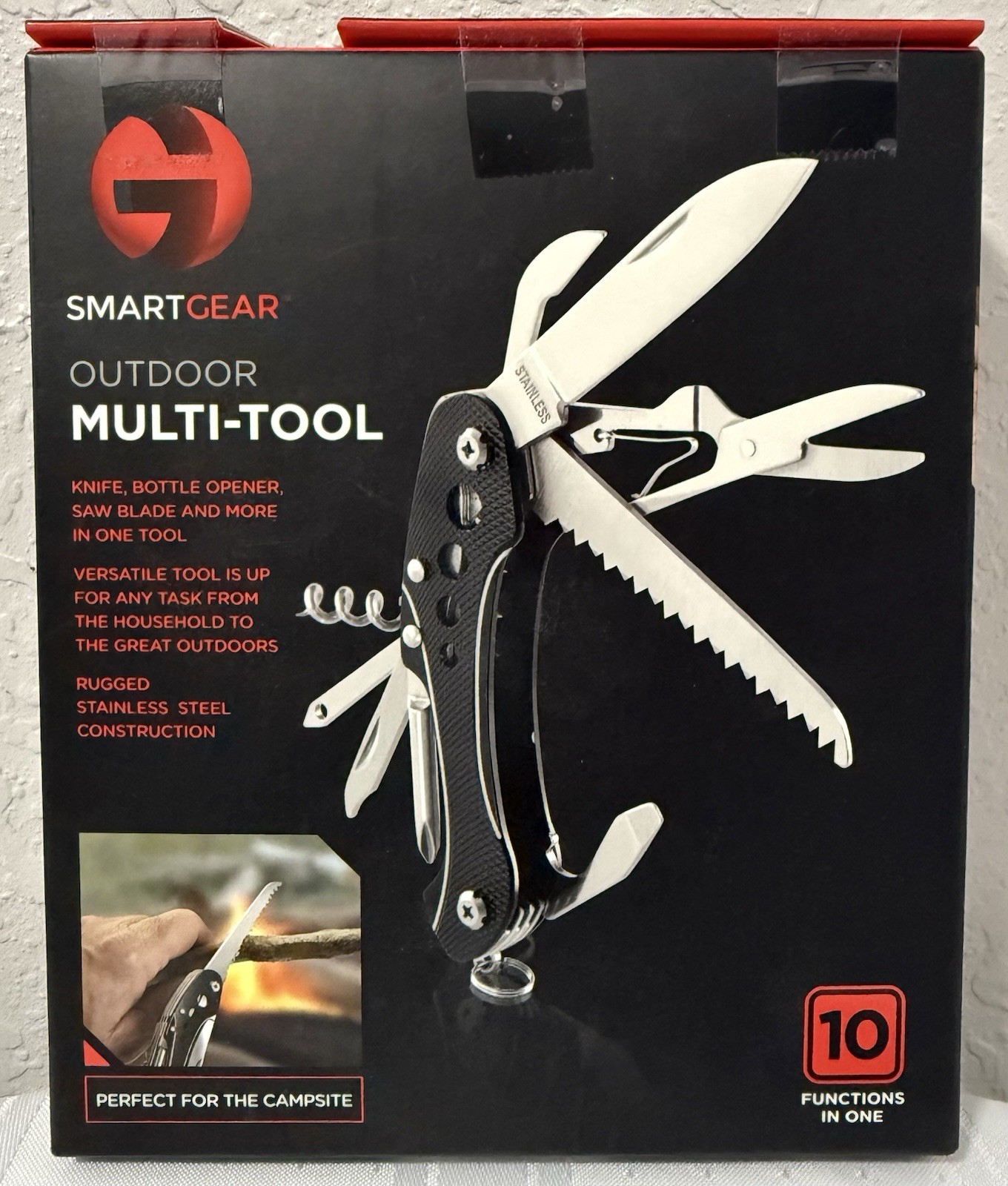 SmartGear Multi-Tool 10 Function Outdoor Pocket Tool Black (New in Box)