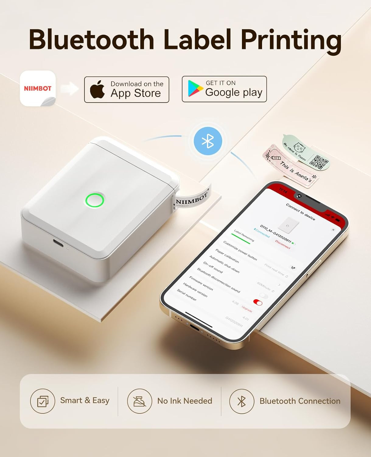Label Maker Machine Bluetooth Label Printer for School Home Office Organization,