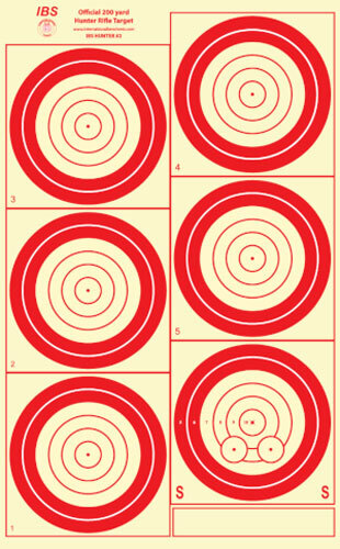 (12) IBS200HR 200 Yd. Hunter Rifle Target Red on Heavy Paper 13 x 21, SHIPS FREE