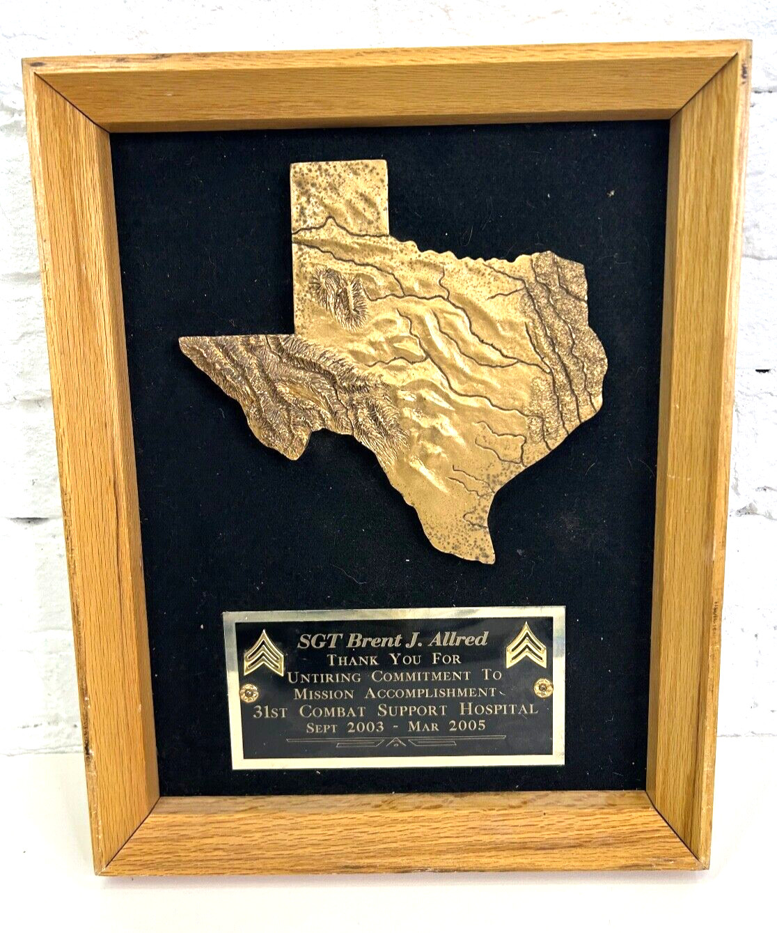 2003-05 US Army 31st Combat Support Hospital Named Plaque