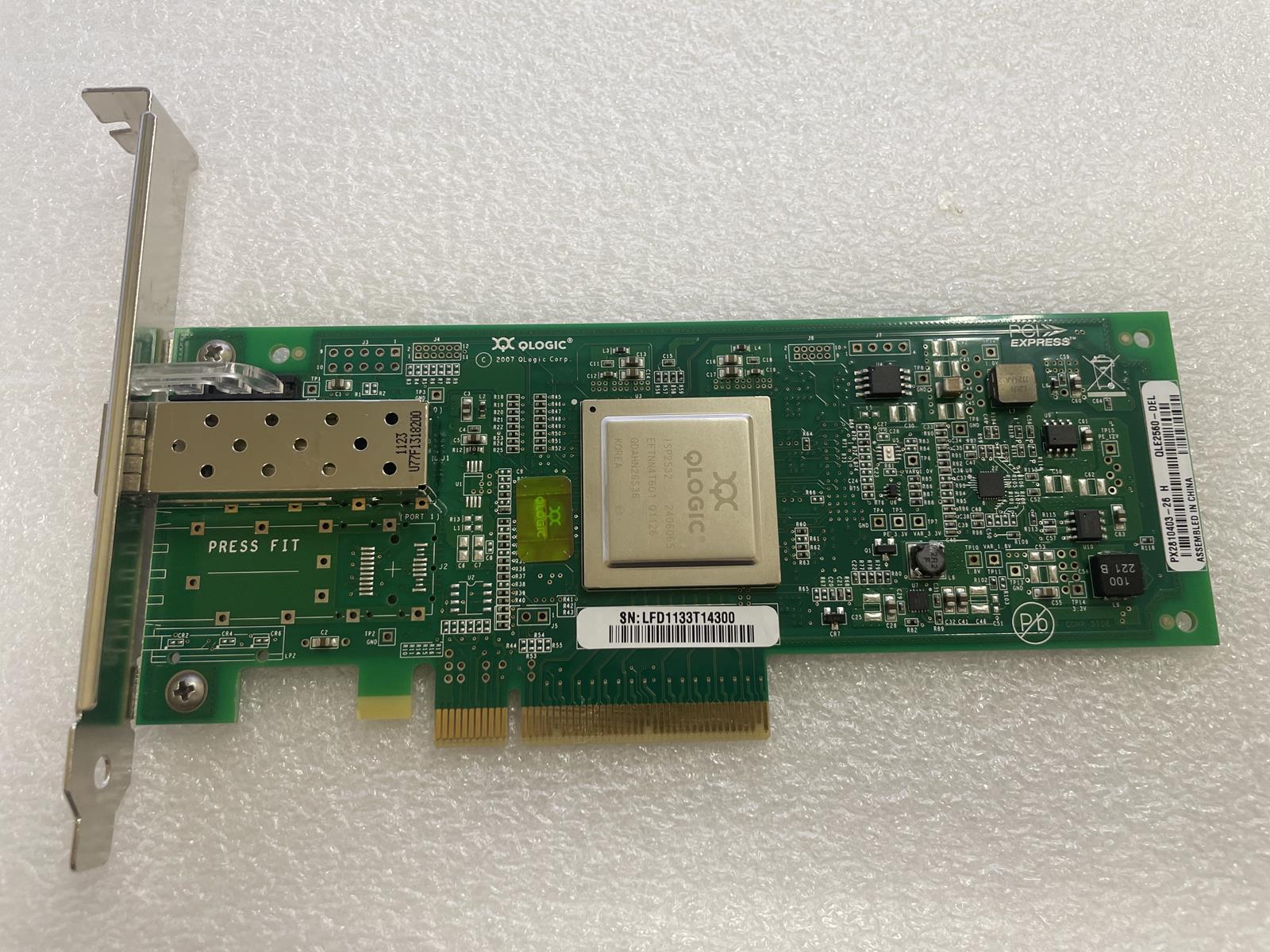 QLOGIC QLE2560 8GB SINGLE CHANNEL PCIe HBA, HIGH PROFILE BRACKET, TESTED