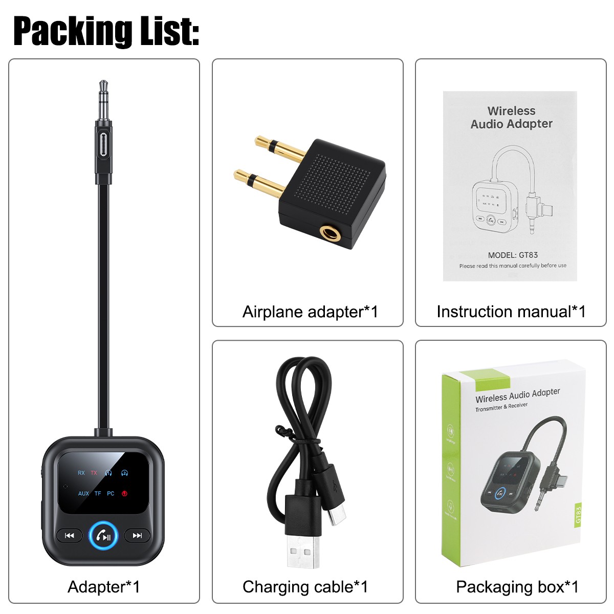 4IN1 Wireless Bluetooth 6.0 Transmitter Receiver Adapter 3.5mm Jack Aux / USB C