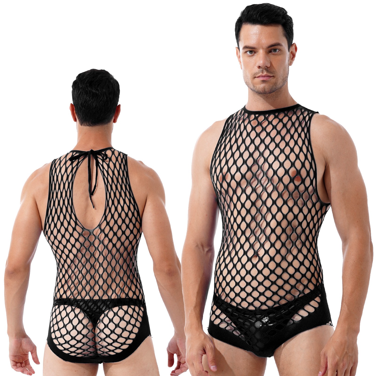 Mens Bodysuit Pajamas One-Piece Clubwear Jumpsuit Mankini Nightwear Yoga Sport