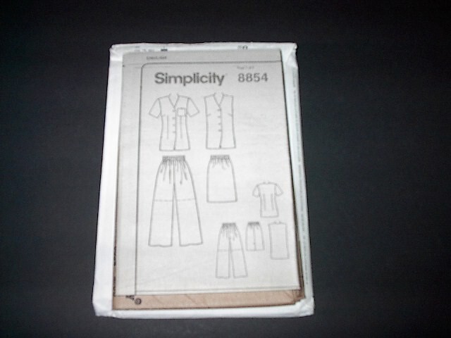 Simplicity Pattern 8854 Misses' Unlined Jacket/Vest, Pull-On Pants/Shorts 12~16
