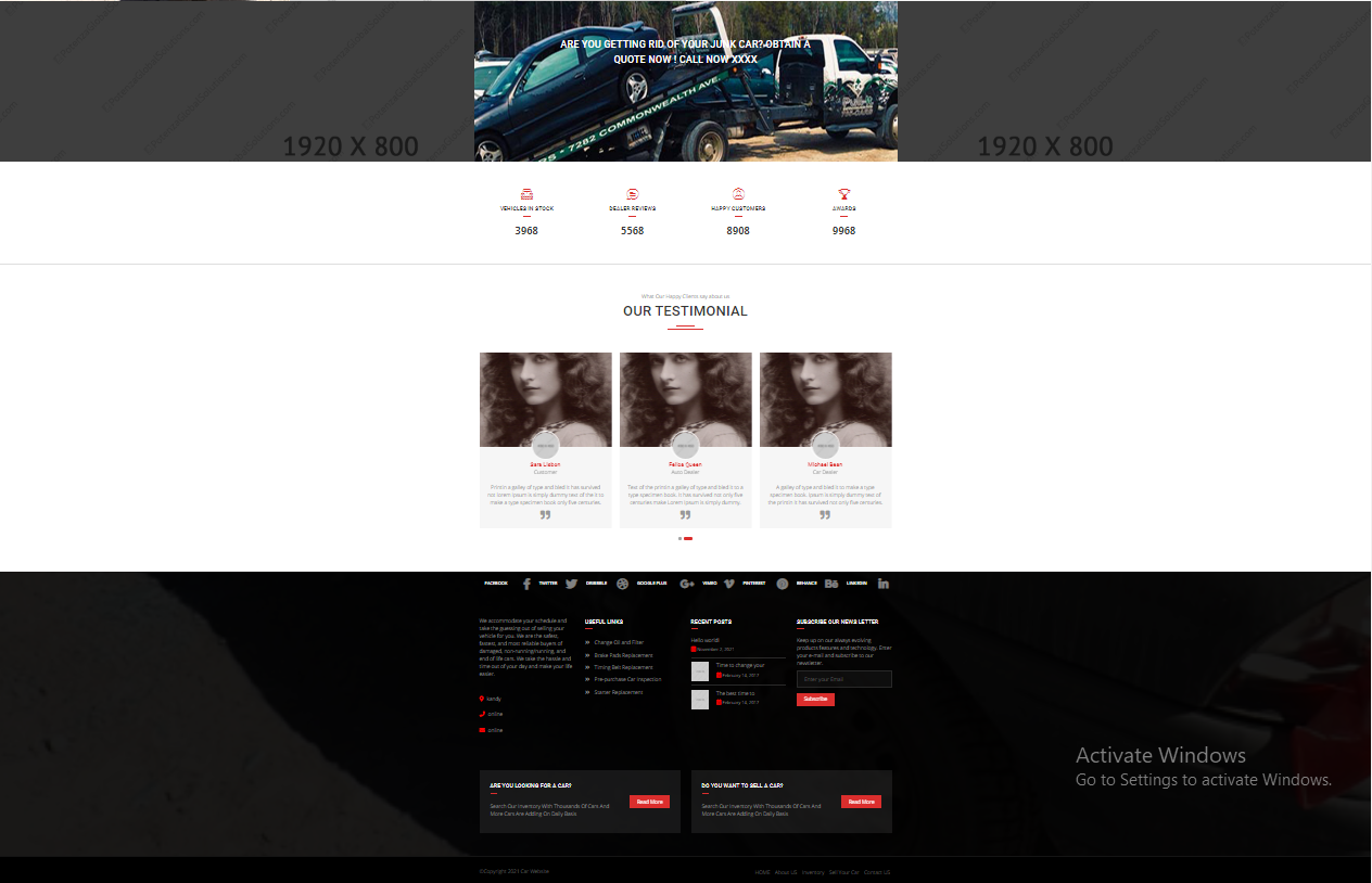 Junk Car / Vehicle Buying Website / Free Installation / Hosting / Setup