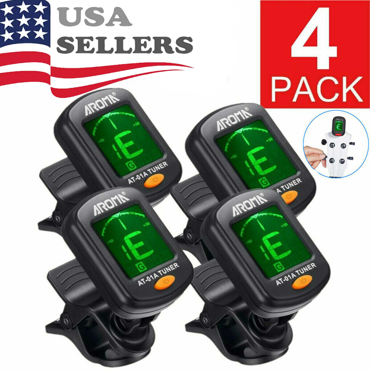 LCD Clip On Chromatic Acoustic Electric Guitar Bass Ukulele Banjo Violin Tuner
