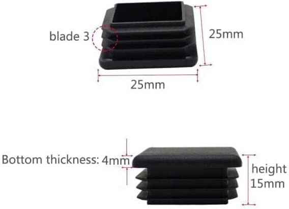 100Pcs Tapas Plastico 1 Pulgada Cuadradas Final Tubo Protector Patas Sillas