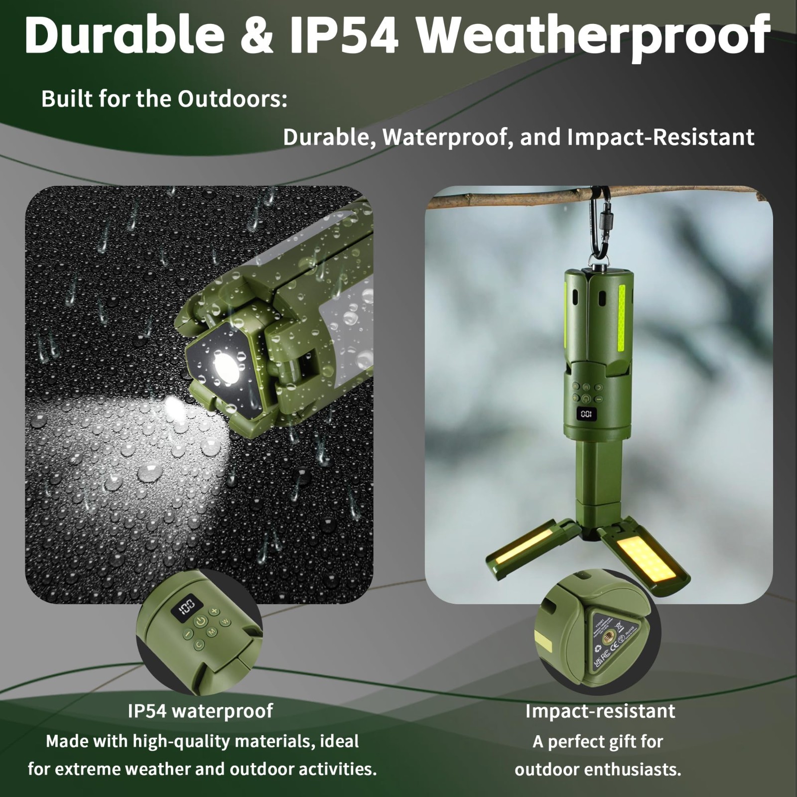 Rechargeable Camping Light & Lantern with Stand, Telescoping Camping Tent Light