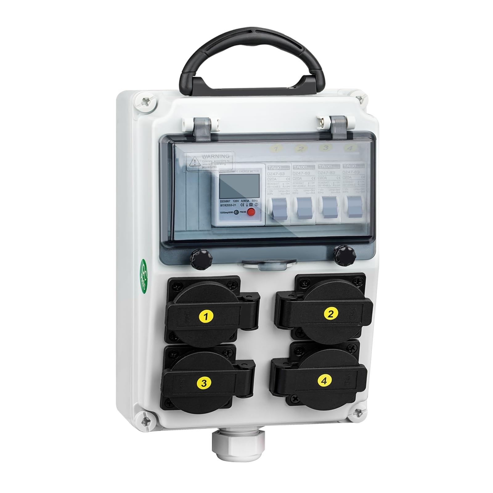 Electrical Outlet Box, 80A Electricity Meter Breaker, with IP44 NEMA 5-20 Pow...
