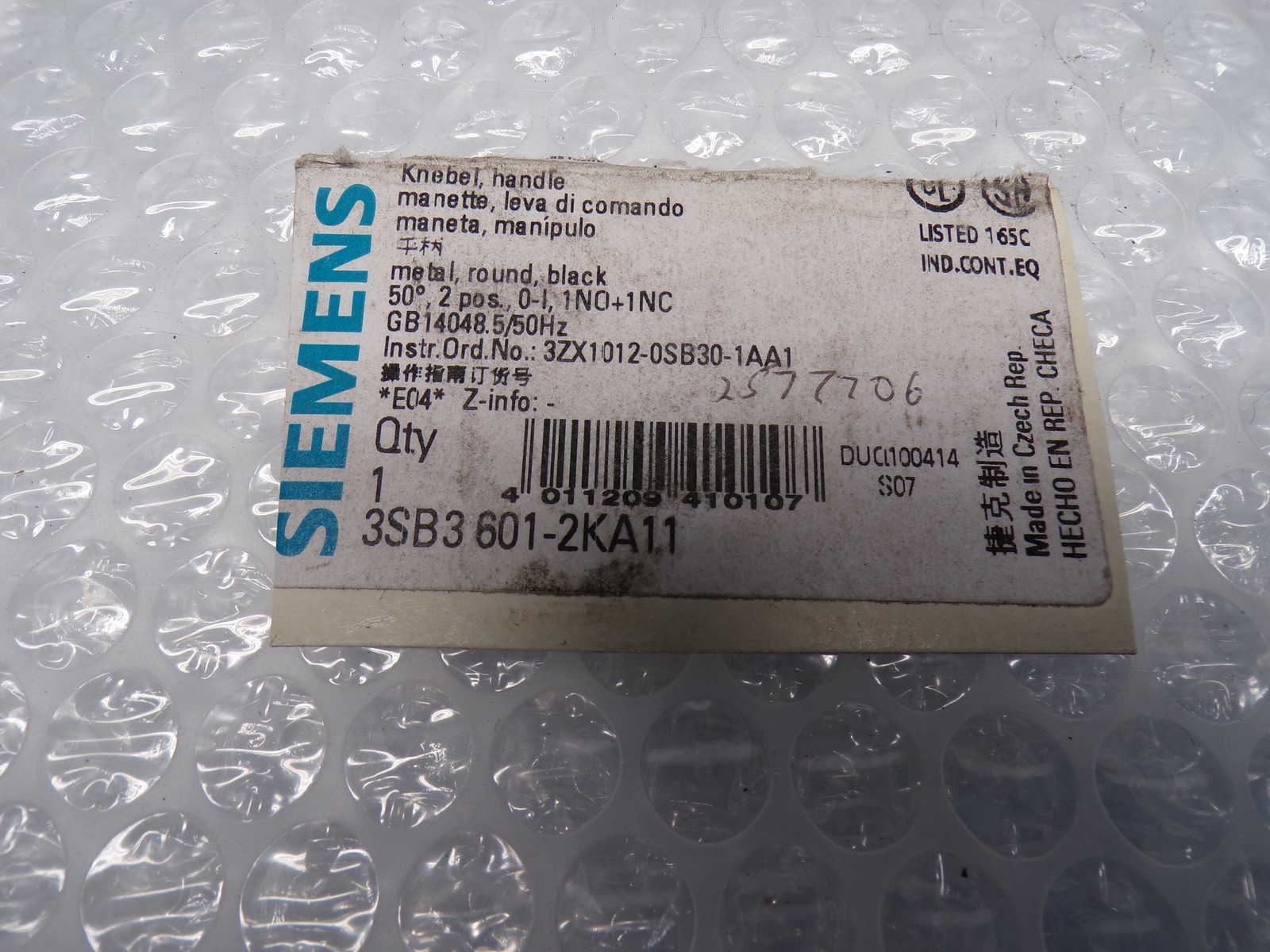 SIEMENS 3SB3601-2KA11 SELECTOR SWITCH NSNP