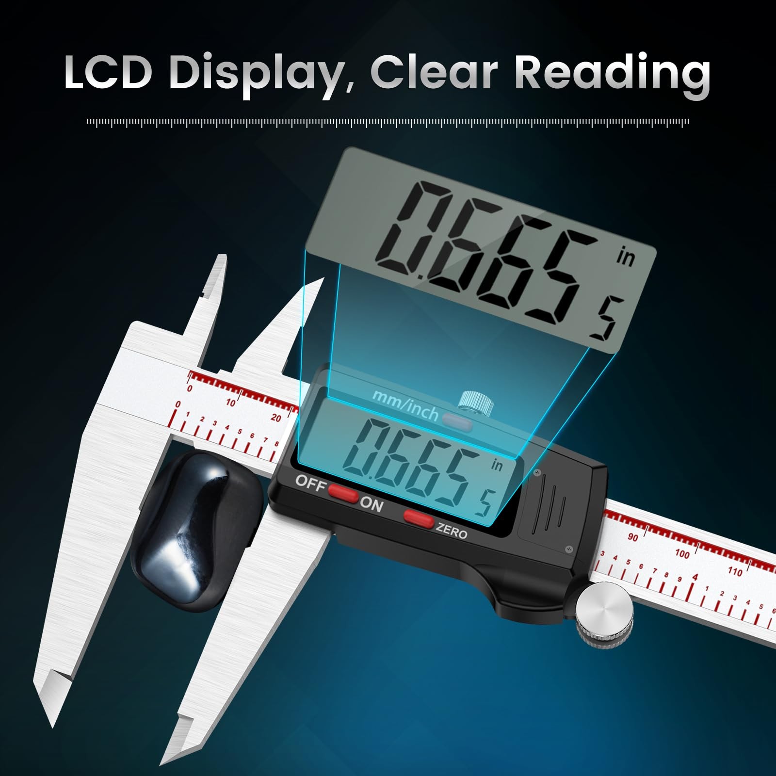 Digital Caliper 12 Inch Measuring Tool Large LCD Screen Inch/MM Stainless