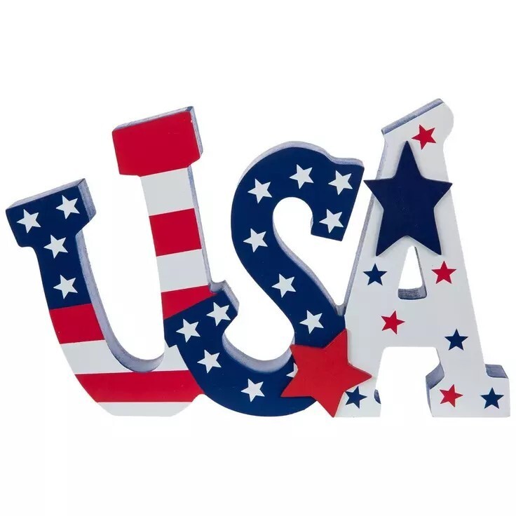 Bright USA 4th of July Wood Tabletop Decor 6.13"