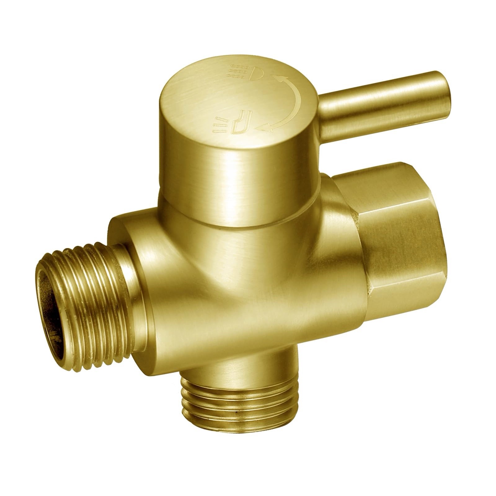 Shower Arm Diverter Valve for Hand Held Shower head G 1/2 3-Way Splitter Gold
