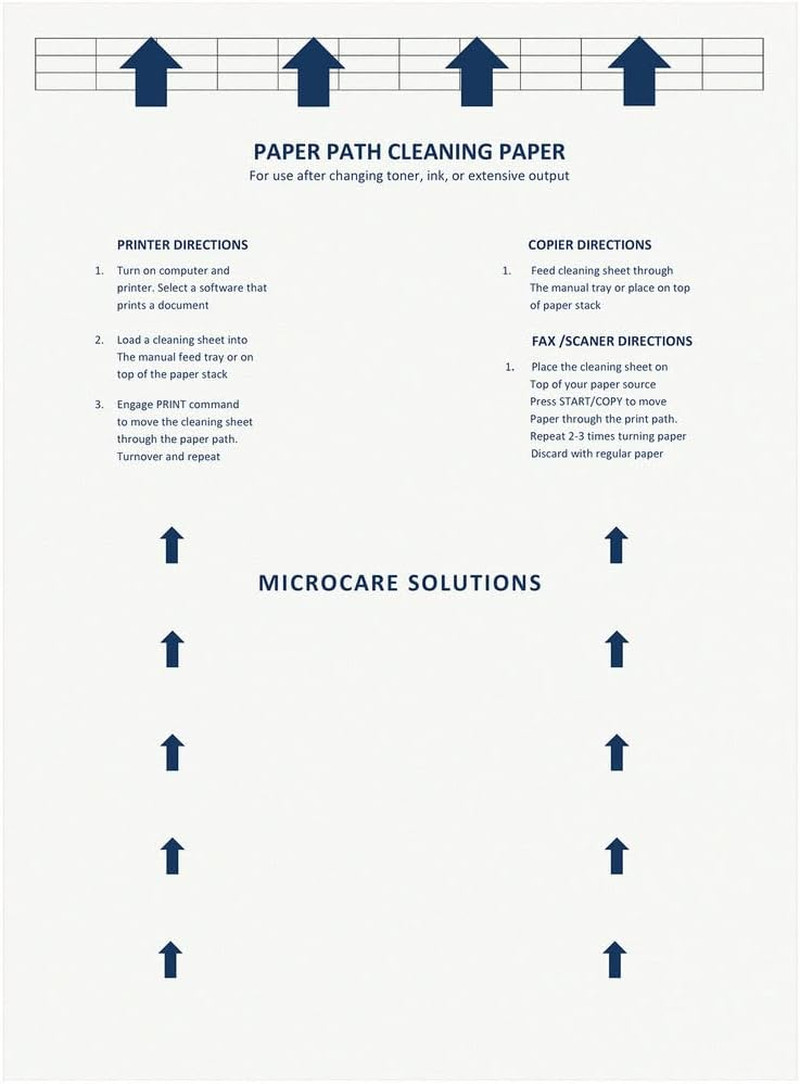 Laser & Inkjet Printer Cleaning Sheet (8.5 X 11) 10 Sheets
