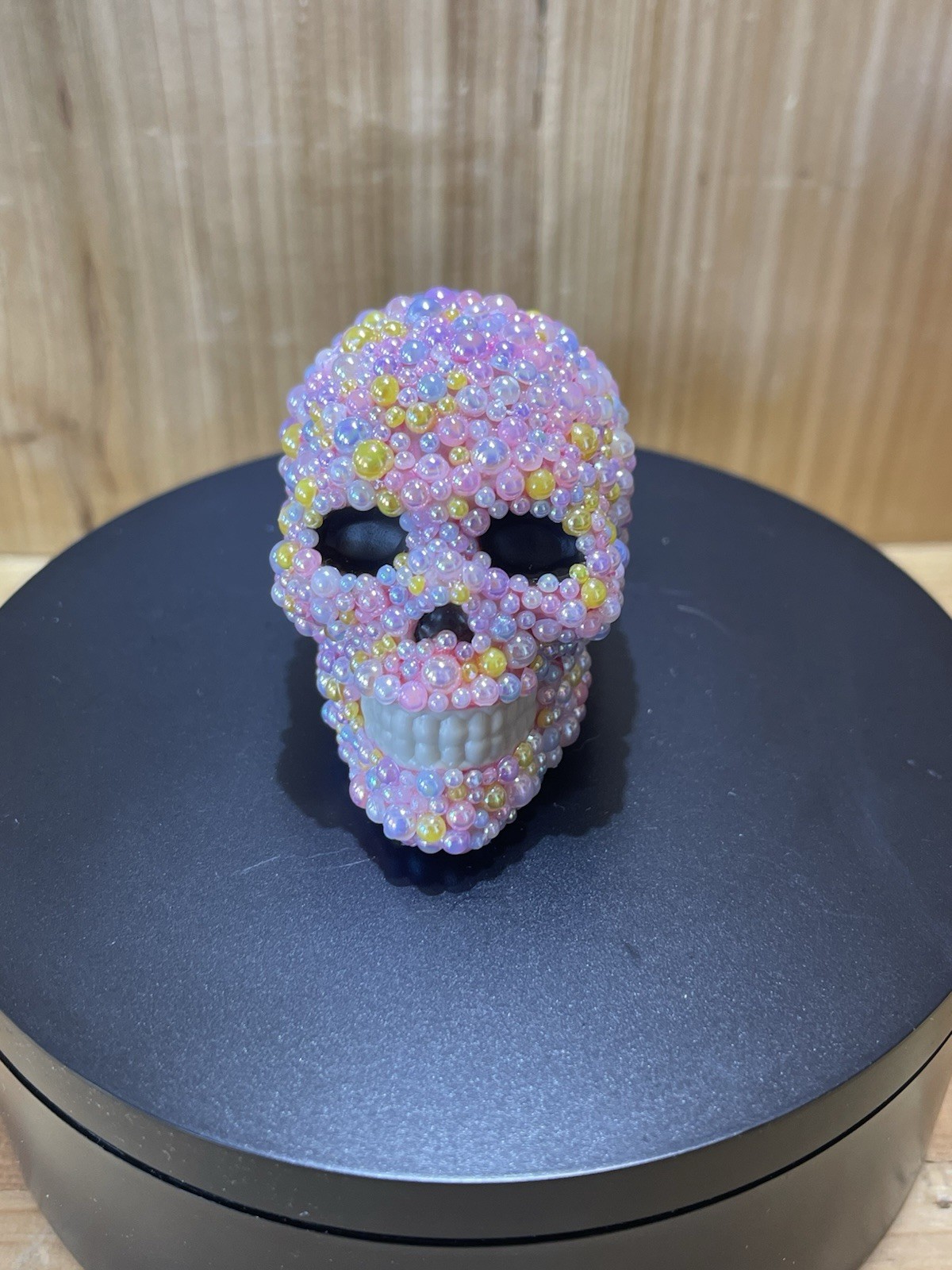 Custom Made Small 2.5” Pink Pearl Rhinestone Skull
