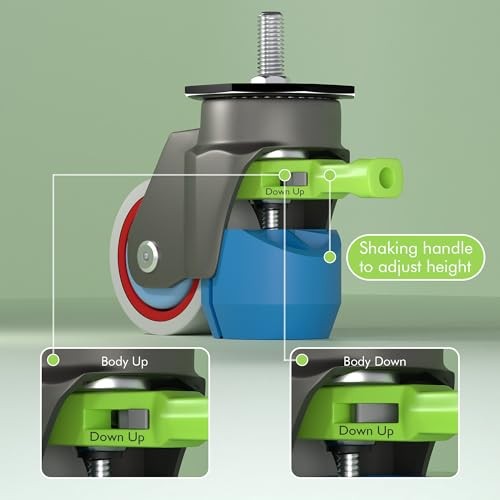 Leveling Stem Casters with Retractable Wheels & TD50 - 600 lbs Total Capacity
