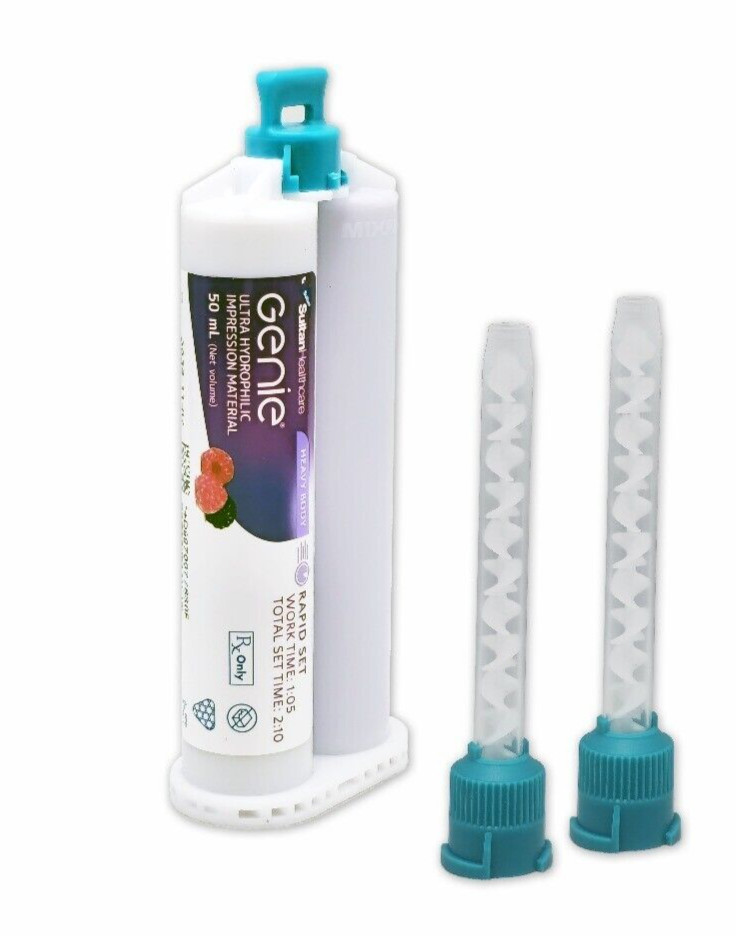 8x Genie Impression Material Cartridge 50ml Heavy Body Rapid Set +16 Mixing tips