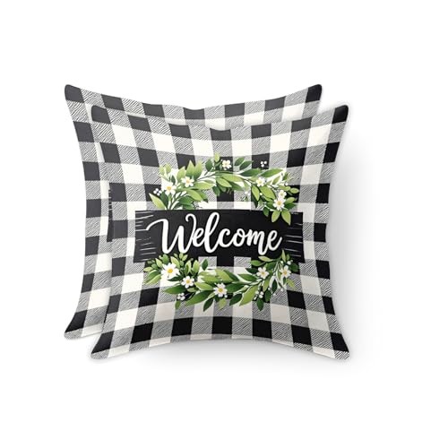 Set of 2 Welcome Pillow Covers 18x18 Inch Set of 2 Welcome Throw Pillow Covers