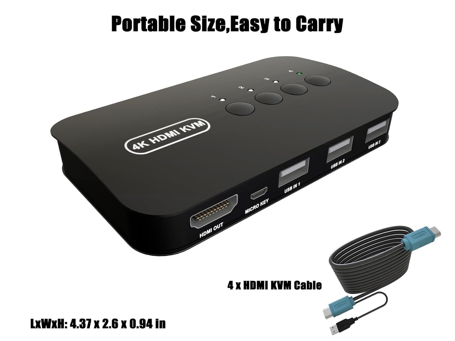 High-Definition 4-Port KVM Switch for 4 Computers - Includes Cables & Controller