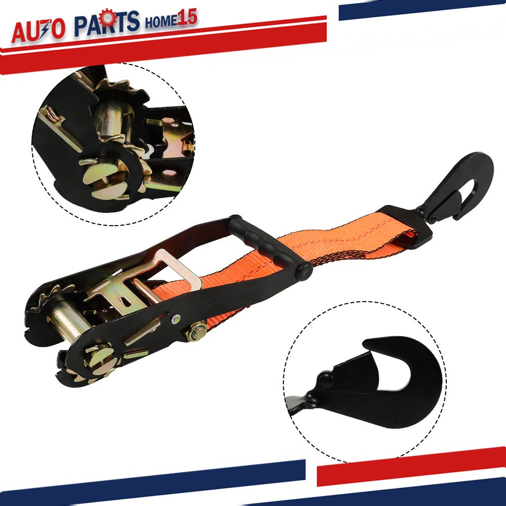 Tie Down Combo Strap with Snap Hook Ratchet 2x114 Inch 4 Pack